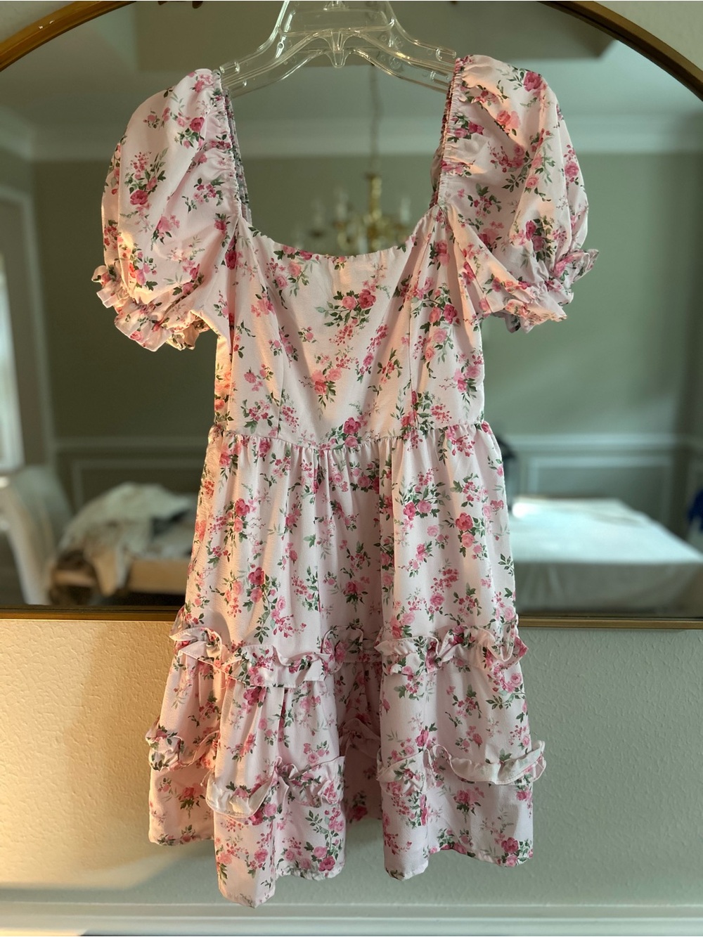 Alter’d State Pink Floral Puff Sleeve Dress